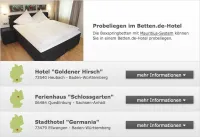 Präsentation der Hotels im Kooperationsprogramm von www.betten.de